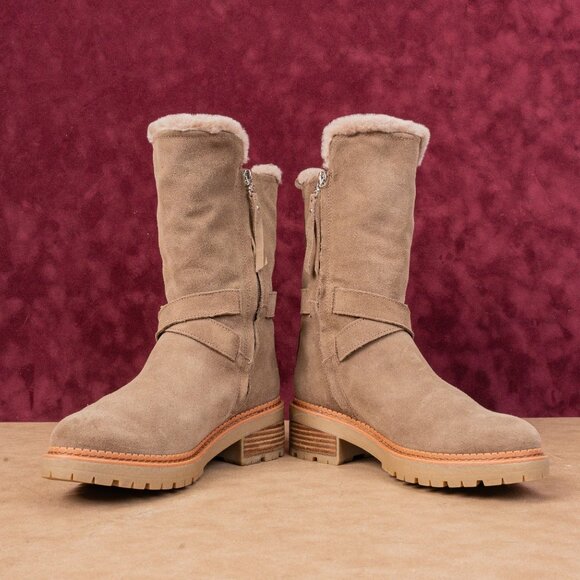 Sam Edelman Women Jailyn Taupe Waterproof Suede Plush Lined Zip Lug Boots sz 7.5 - Picture 2 of 8